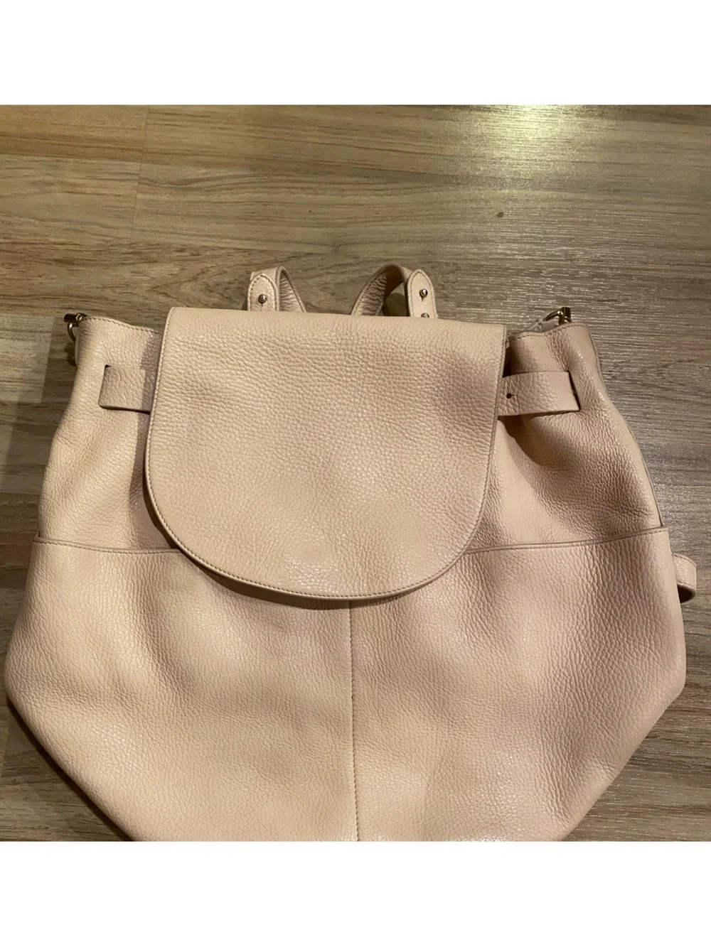 Cuyana 13 Inch Classic Pebbled Leather Backpack Tote in Blush